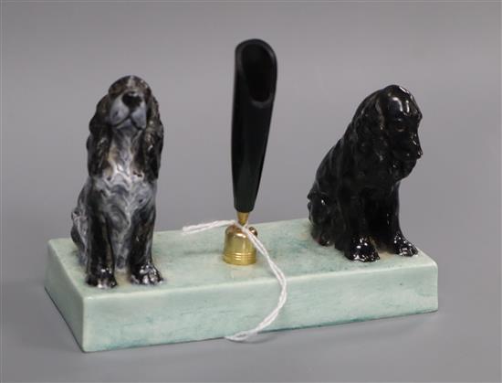 Doris Lindner for Royal Worcester Cocker Spaniel pen holder dated 1937, W 12cm